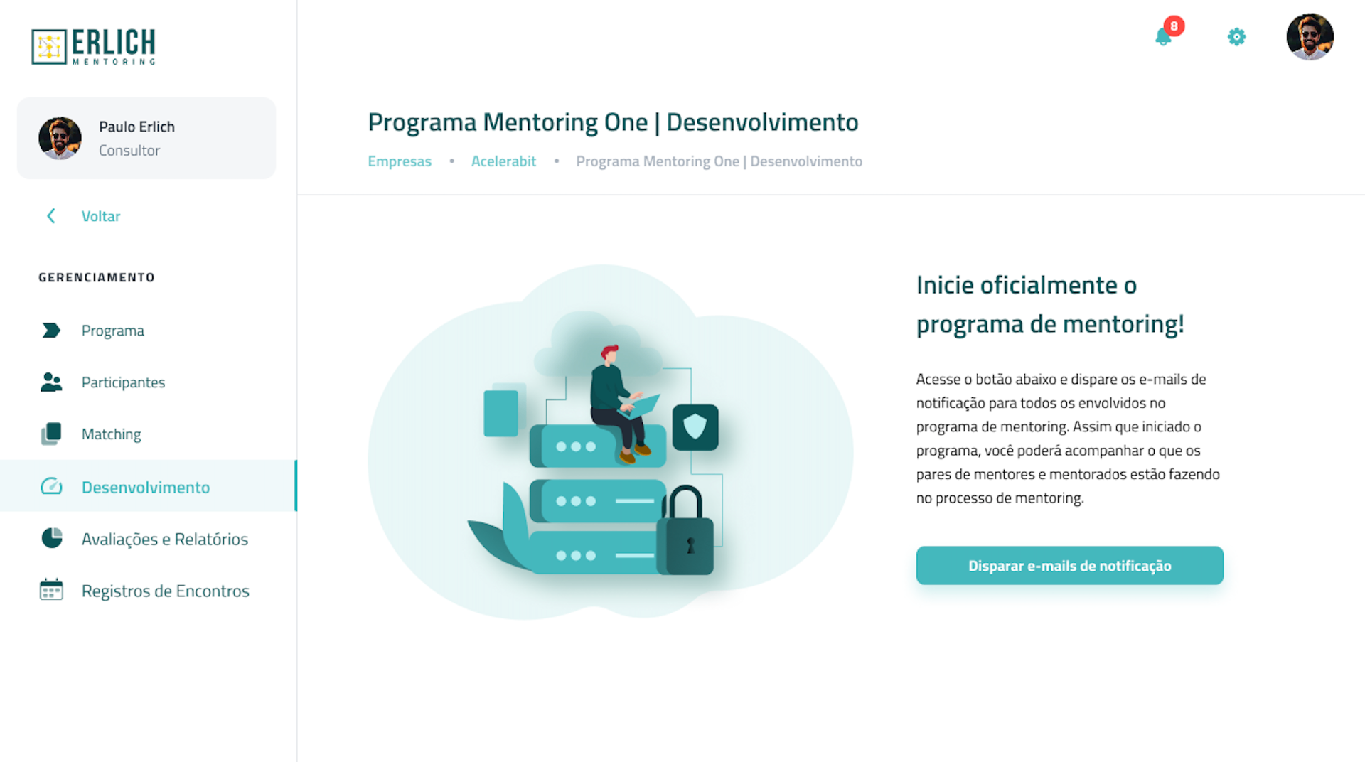 Interface do Multimentoring: programa de mentoring